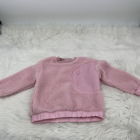 NEW Hanna Andersson Size 4 100 Faux Shearling Crewneck Pink Winter - Picture 1 of 11